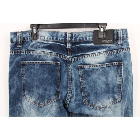 CARBON BLACK PREMIUM JEANS DISTRESSED 36/32 BLUE DENIM DESTROYED - Picture 8 of 11
